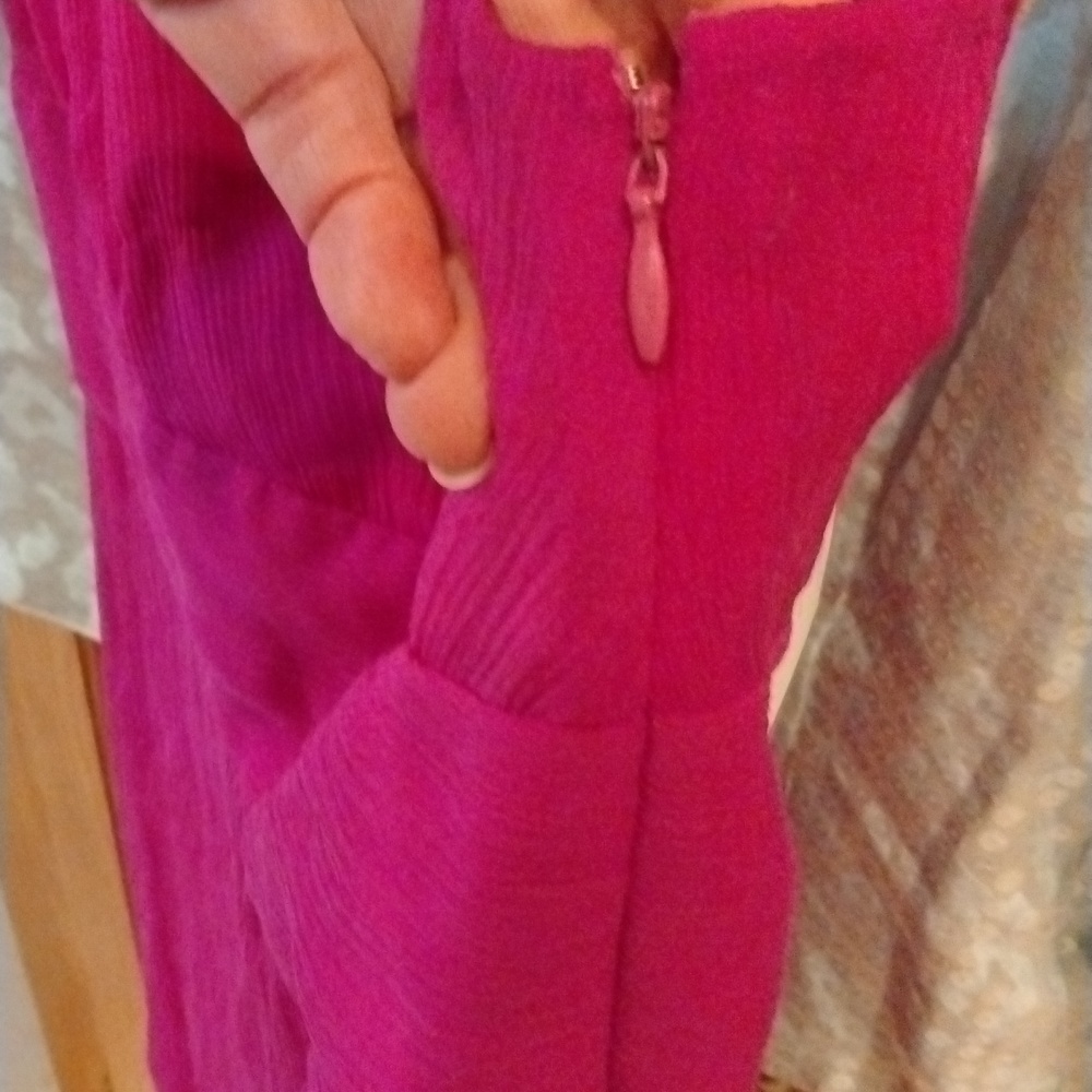 NWT J. Crew 100 % silk Chiffon Magenta Sleeveless Empire Waist Dress Size 8 - Picture 14 of 14